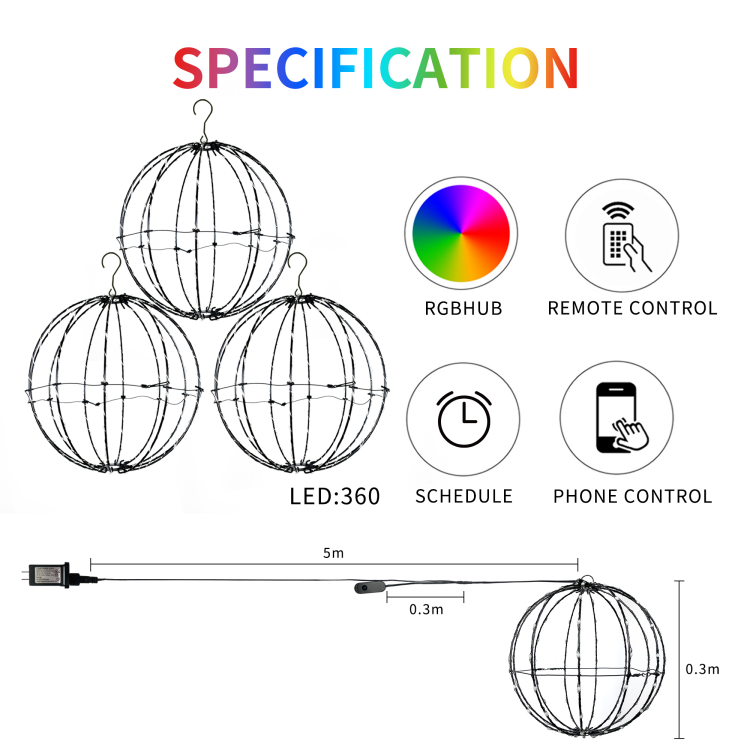 2024112116283073 3D彩球灯饰三支装炫彩点控灯珠铁艺圆球